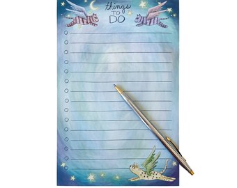 Flying Cat To Do List Notepad, Lined, 5.5"x8.5"