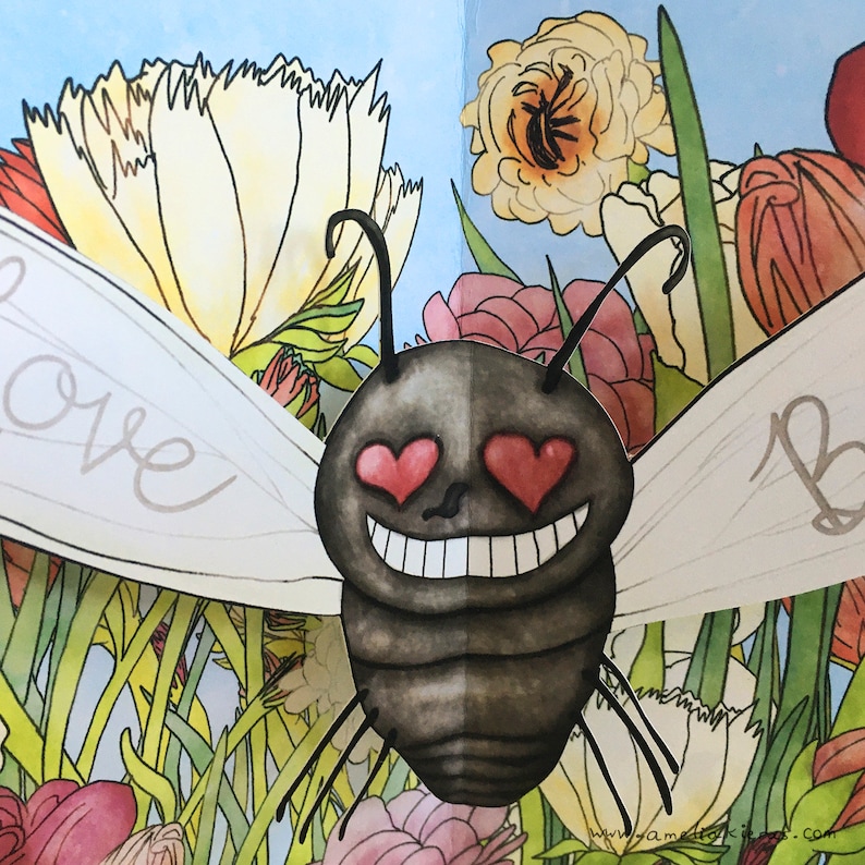3D Pop up Card I Love You Bug Etsy