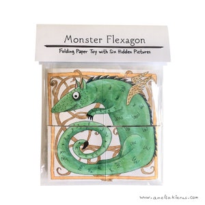 Illustrated Monster Flexagon: Folding Paper Toy with Six Hidden Pictures image 2