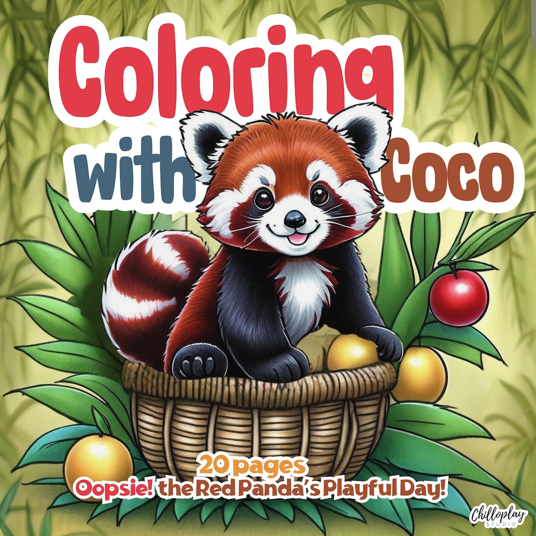 Coco the Red Panda’s Playful Day! – 20 Coloring Pages + 1 Colorful ...