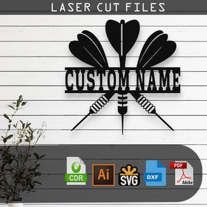 Niestandardowy znak do rzutek - Svg Dxf AI Pdf Cdr EPS - Wycinany laserowo CNC, grafika do pokoju gier