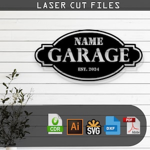 Customizable Garage Laser Cut Vector Files - SVG, DXF, Glowforge, Cricut, CNC, Metal Wall Art, Workshop Decor, Man Cave , Instant Download