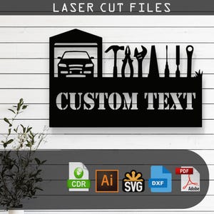 Customizable Garage Laser Cut Vector Files - SVG, DXF, Glowforge, Cricut, CNC, Metal Wall Art, Workshop Decor, Instant Download