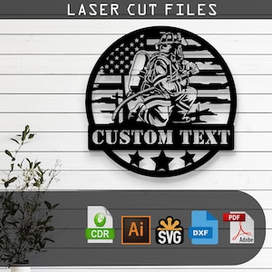 Customizable US Fire Fighter SVG Laser Cut File – Glowforge, Cricut, Cnc, DIY Patriotic Decor, Firefighter Wall Art, Digital Download