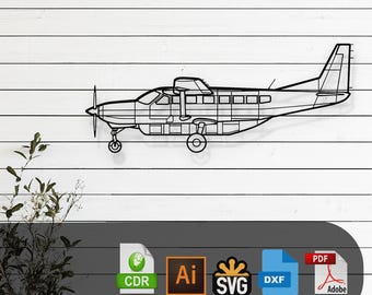 C208B Grand Caravan Airplane Silhouette Laser Cut Vector Design – SVG, DXF Files Glowforge, Cricut, Metal, Wall Decor, Digital Download