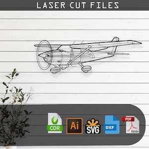 182Q Skylane flygplanssilhuett laserskuren vektordesign – SVG, DXF-filer Glowforge, Cricut, metall, väggdekor, digital nedladdning