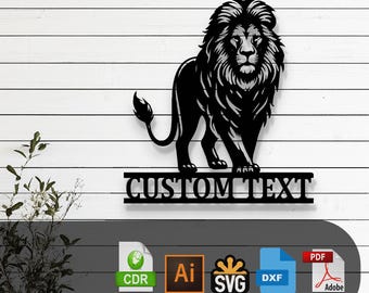 Custom Lion SVG, Safari Split Monogram, Wild Animal Laser Cut File, King Beast Wall Art, CNC Router DXF