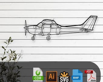Skyhawk 172 Airplane Silhouette Laser Cut Vector Design – SVG, DXF, Ai, Pdf Files Glowforge, Cricut, Metal, Wall Decor, Digital Download