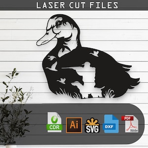 Decorative Duck Hunting Laser Cut, Vector Files - SVG, DXF, Ai, Pdf Glowforge, Cricut, CNC, Metal Wall Art, Digital Instant Download
