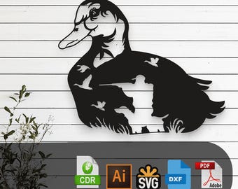 Decorative Duck Hunting Laser Cut, Vector Files - SVG, DXF, Ai, Pdf Glowforge, Cricut, CNC, Metal Wall Art, Digital Instant Download