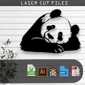 Decorative Panda Laser Cut Vector Design - SVG DXF Ai Pdf Files for Glowforge Cricut CNC Wall Decor Metal Art Digital Instant Download