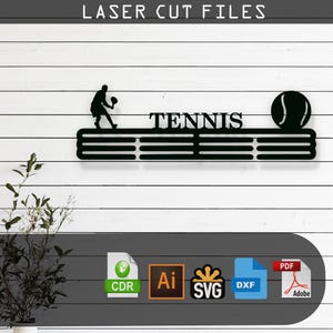 Customizable Boy Tennis Medal Hanger SVG Laser Cut File – Glowforge, Cricut, Cnc, DIY Sports Display, Athlete Wall Decor, Digital Download