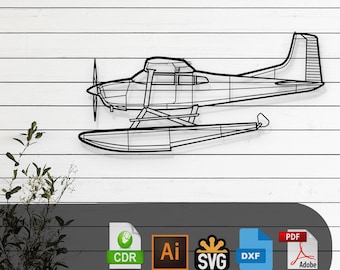 A185F Float Plane Silhouette Laser Cut Vector Design Files Glowforge, Cricut, Seaplane Metal Wall Decor, Bush Plane Digital Instant Download