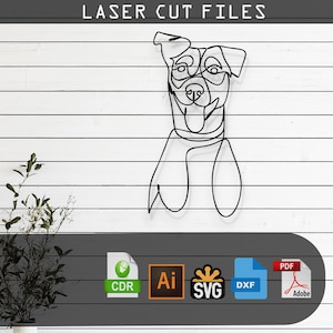 Jack Russell Terrier Line Art Laser Cut  Design –SVG, DXF, Ai, Pdf Files for Glowforge, Cricut, CNC, Wall Decor, Digital Instant Download