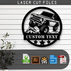 Geländewagen Silhouette Laser geschnitten - SVG, DXF, Ai, Pdf, Glowforge, Cricut, Metall, Wanddekoration, digitaler Download