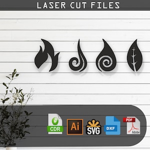 Decorative Four Elements Laser Cut, Vector Files – SVG, DXF, Ai, Pdf Glowforge, Cricut, CNC, Metal Wall Art, Digital Instant Download