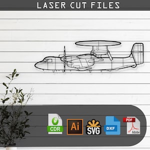 E-2D Hawkeye Airplane Silhouette Laser Cut Vector Design – SVG, DXF, Ai, Pdf Files Glowforge, Cricut, Metal, Wall Decor, Digital Download