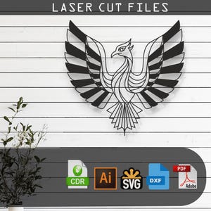 Geometric Phoenix Laser Cut Vector Design – SVG, DXF, Ai, Pdf Files Glowforge, Cricut, CNC, Metal, Wall Decor, Digital Instant Download