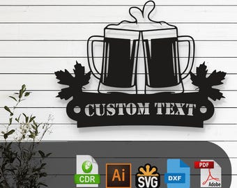 Anpassningsbar öllaserskuren vektordesign – SVG, DXF, Ai, PDF-filer Glowforge, Cricut, CNC, metall, väggdekor, digital direktnedladdning