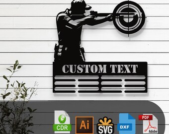 Custom Shooting Medal Hanger SVG, Gun Sport Awards Display, Rifle Laser Cut File, CNC Vector