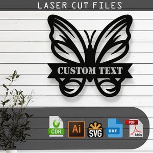 カスタマイズ可能な蝶のSVGレーザーカットファイル - Glowforge、Cricut、CNC、DIY自然壁装飾、蝶のアート、素朴なホームサイン、デジタルダウンロード