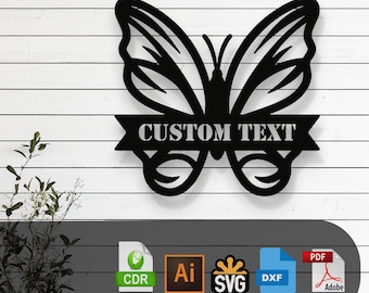 Customizable Butterfly SVG Laser Cut File – Glowforge, Cricut, Cnc, DIY Nature Wall Decor, Butterfly Art, Rustic Home Sign, Digital Download