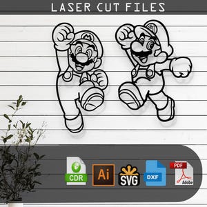 Decorative Super Mario Laser Cut Vector Design– SVG, DXF, Ai, Pdf FilesGlowforge, Cricut, CNC, Metal, Wall Decor, Digital Instant Download