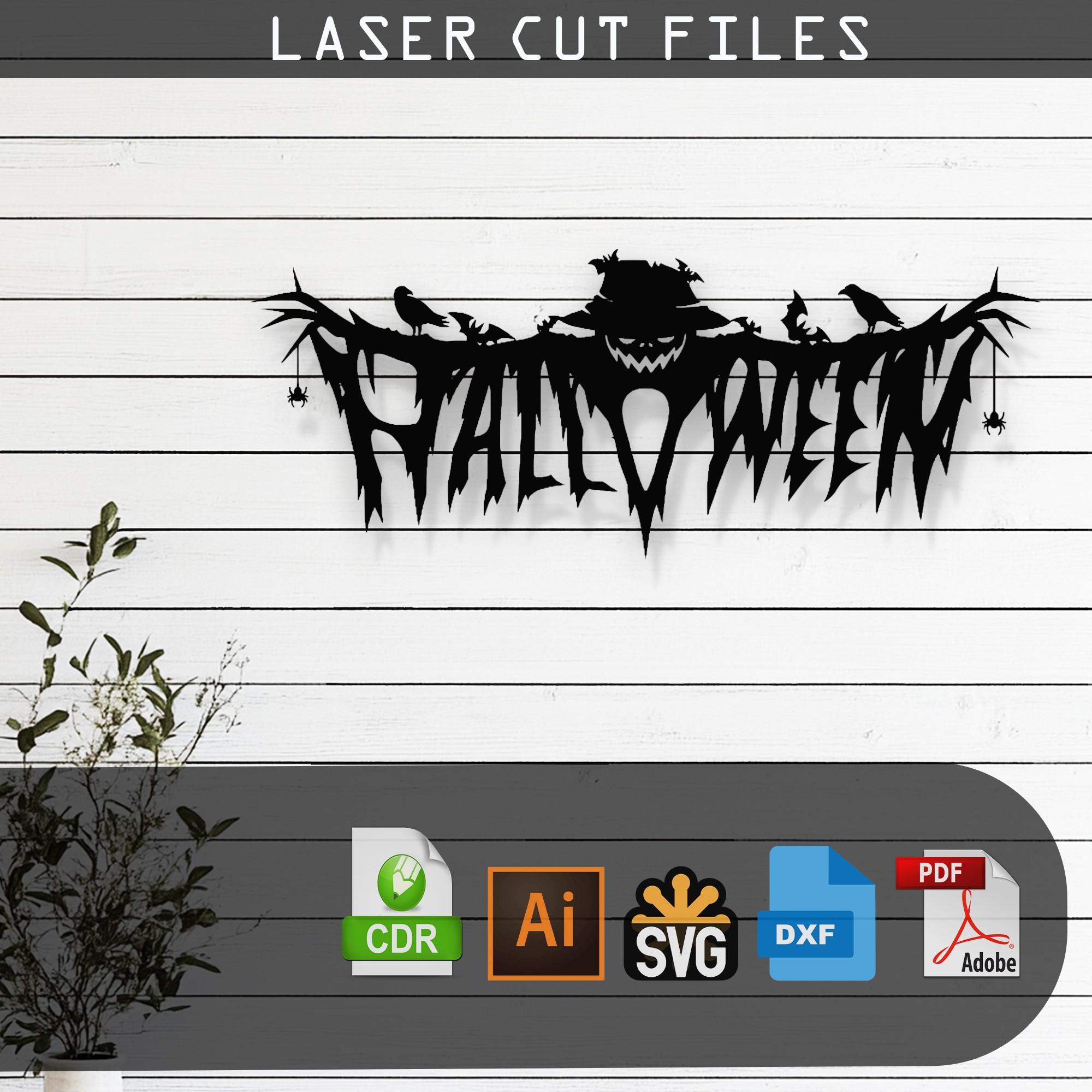 Decorative Halloween Laser Cut Vector Design SVG, DXF, Ai, Pdf Files for Glowforge, Cricut, CNC, Metal, Wall Decor, Digital Instant Download