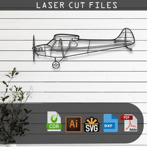 Piper J-2 Cub Flugzeug - Dxf AI Pdf CDR EPS - Laser geschnittenes Luftfahrtdekor