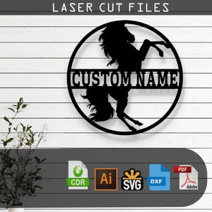 Customizable Horse Laser Cut Vector Files - SVG, DXF, Glowforge, Cricut, CNC, Metal Wall Art, Equestrian Decor, Instant Download