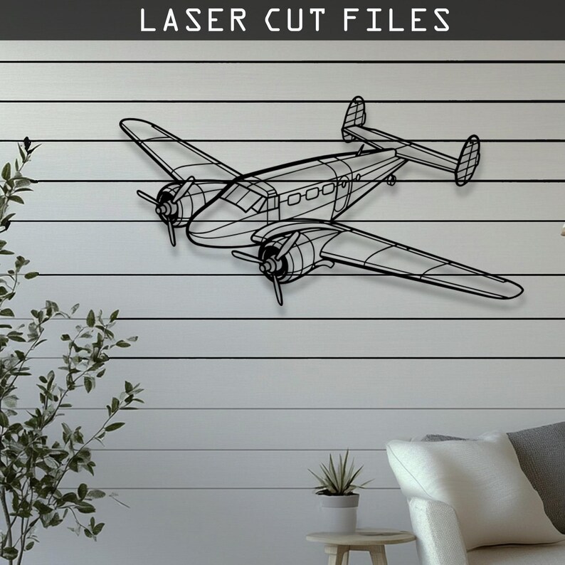 Beechcraft Model 18 - SVG Dxf AI Pdf CDR EPS - Laser Cut Dekor - Etsy.de
