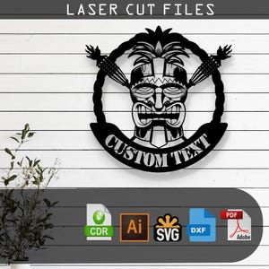 Customizable Tiki Mask Laser Cut Vector Files - SVG, DXF, Glowforge, Cricut, CNC, Metal Wall Art, Tropical Luau Decor, Instant Download