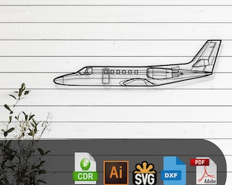 Citation II Airplane Silhouette Laser Cut Vector Design SVG, DXF, Pdf Files Glowforge, Cricut, Metal, Wall Decor, Digital Download
