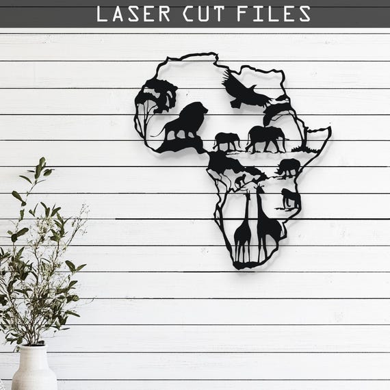 Africa Map Silhouette Laser Cut Vector Design – SVG, DXF, Ai, Pdf