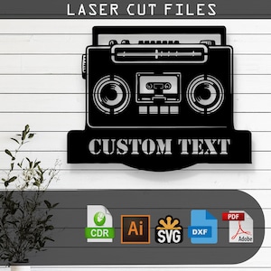 Anpassbare Retro Radio Laser Cut Vektordateien - SVG, DXF, Glowforge, Cricut, CNC, Metallwandkunst, Vintage Musikdekor, sofortiger Download