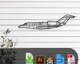 Citation X Airplane Silhouette Laser Cut Vector – SVG, DXF, Ai, Pdf Files Glowforge, Cricut, CNC, Metal, Jet Wall Decor, Digital Download