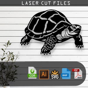 Decorative Turtle Silhouette Laser Cut, Vector Files – SVG, DXF, Ai, Pdf Glowforge, Cricut, CNC, Metal Wall Art, Digital Instant Download