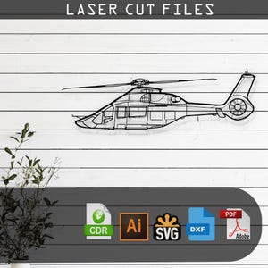 H160 Helicopter Silhouette Laser Cut Vector Design – SVG, DXF Files Glowforge, Cricut, Metal, Wall Decor, Digital Download