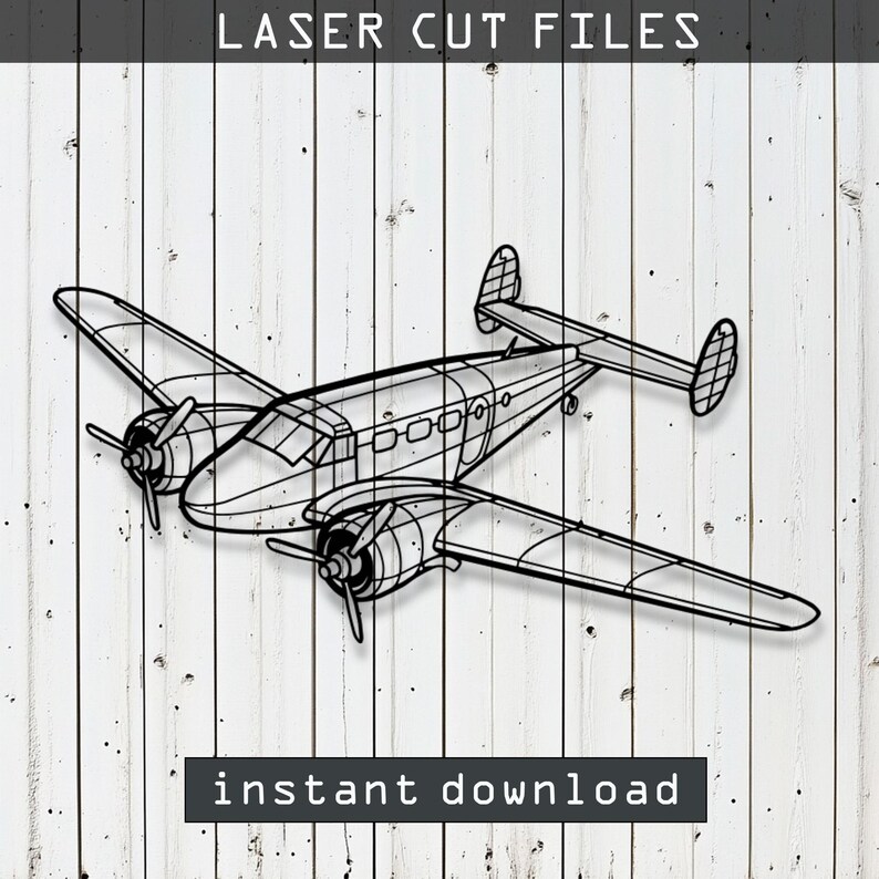 Beechcraft Model 18 - SVG Dxf AI Pdf CDR EPS - Laser Cut Dekor - Etsy.de