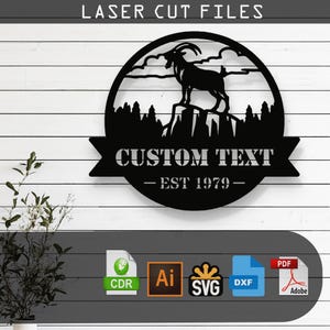 Customizable Goat SVG Laser Cut File – Glowforge, Cricut, Cnc, DIY Farmhouse Wall Decor, Goat Silhouette Art, Rustic Sign, Digital Download