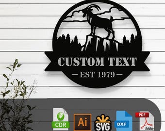 Customizable Goat SVG Laser Cut File – Glowforge, Cricut, Cnc, DIY Farmhouse Wall Decor, Goat Silhouette Art, Rustic Sign, Digital Download