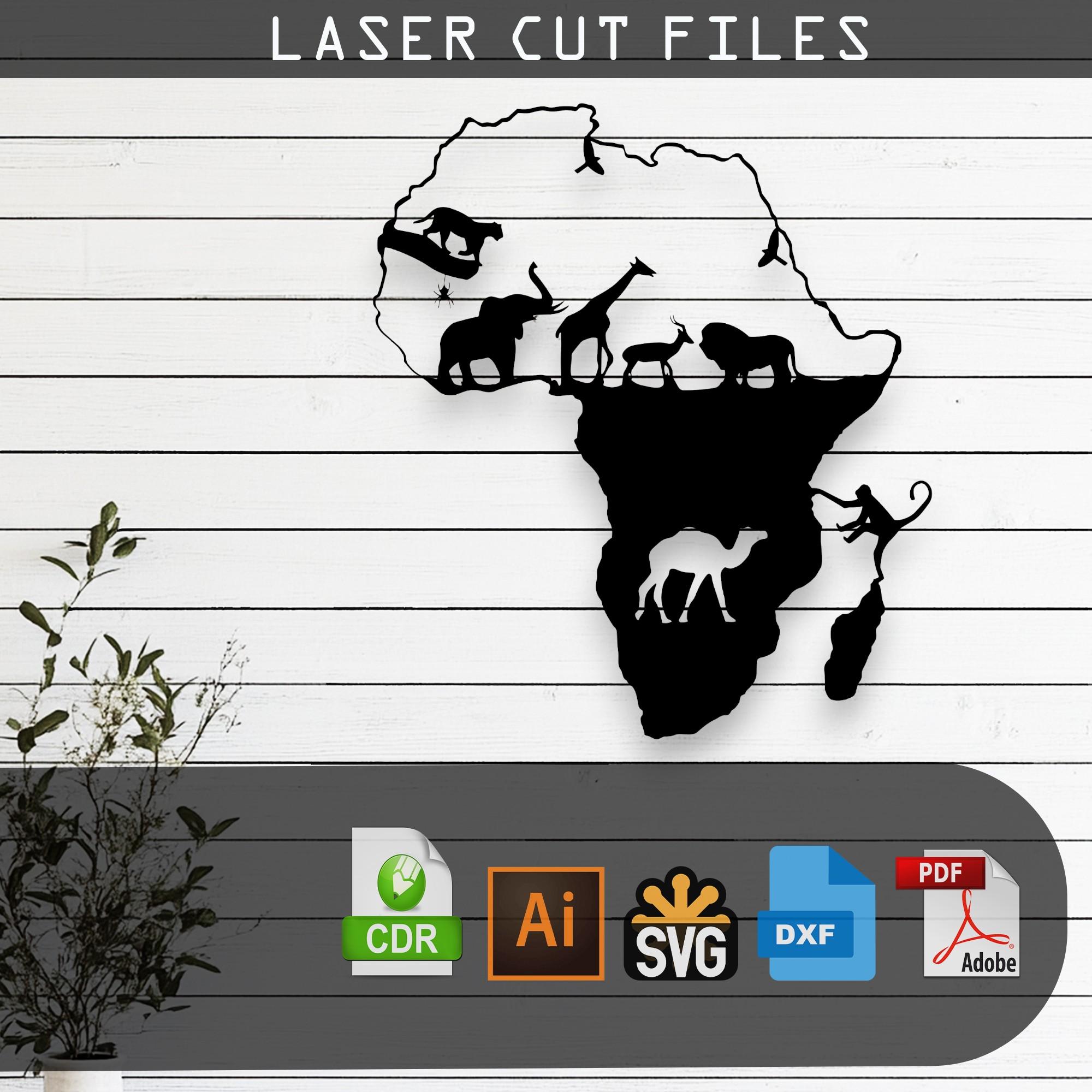Africa Map Silhouette Laser Cut Vector Design – SVG, DXF, Ai, Pdf