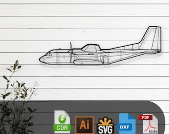 Transall C-160 Airplane Silhouette Laser Cut Vector Design SVG, DXF, Pdf Files Glowforge, Cricut, Metal, Wall Decor, Digital Download