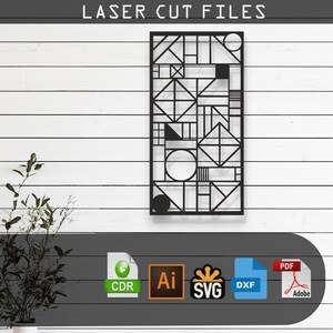 Decorative Geometric Abstract Art Laser Cut, Vector Files SVG, DXF, Ai, Pdf Glowforge, Cricut, CNC, Metal Wall Art, Digital Instant Download