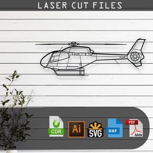 EC120 Colibri Helicopter Silhouette Laser Cut Vector Design –SVG, DXF, Pdf Files Glowforge, Cricut, Metal, Wall Decor, Digital Download