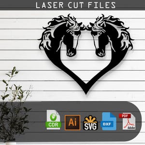 Decorative Horse Laser Cut Vector Design – SVG, DXF, Ai, Pdf Files for Glowforge, Cricut, CNC, Metal, Wall Decor, Digital Instant Download