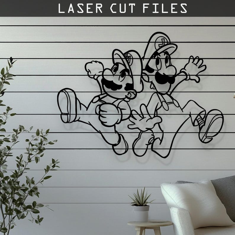 Mario Bros Super Mario and Luigi Laser Cut, Vector Files– SVG, DXF, Ai ...