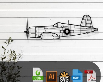 FG-1D Corsair Airplane Silhouette Laser Cut Vector Design – SVG, DXF Files Glowforge, Cricut, Metal, Wall Decor, Digital Download