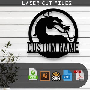 Custom Dragon SVG DXF Laser Cut File for Glowforge Cricut CNC Fantasy Wall Art Mythical Sign Decor Vector Instant Download
