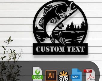 Customizable Fish Laser Cut Vector Files - SVG, DXF, Glowforge, Cricut, CNC, Metal Wall Art, Fishing Decor, Instant Download